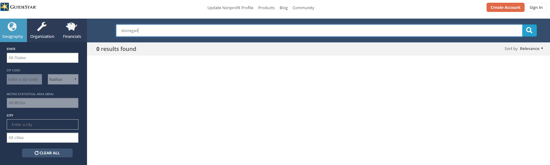 Nothing on Guidestar.