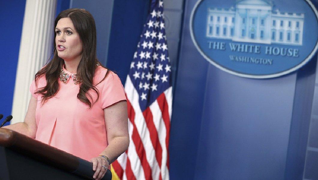White House deputy press secretary Sarah Huckabee Sanders said Trump isn't bothered by reports that it may take months for the Senate to vote on healthcare. (AP Photo/Andrew Harnik)